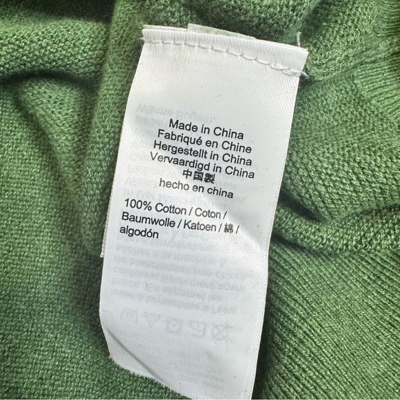 J.Crew Men’s Large Green Cotton Crewneck Sweater Pullover Garter Stitch - Picture 4 of 6